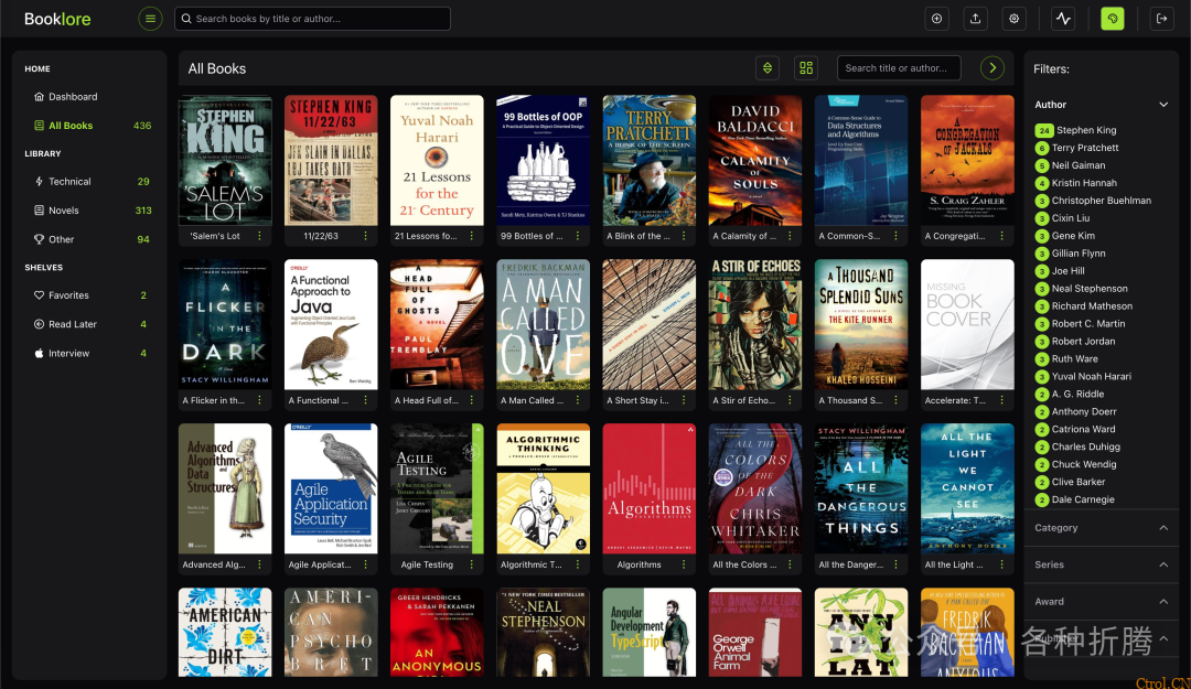 用于管理和阅读书籍的BookLore 用于管理和阅读书籍的BookLore